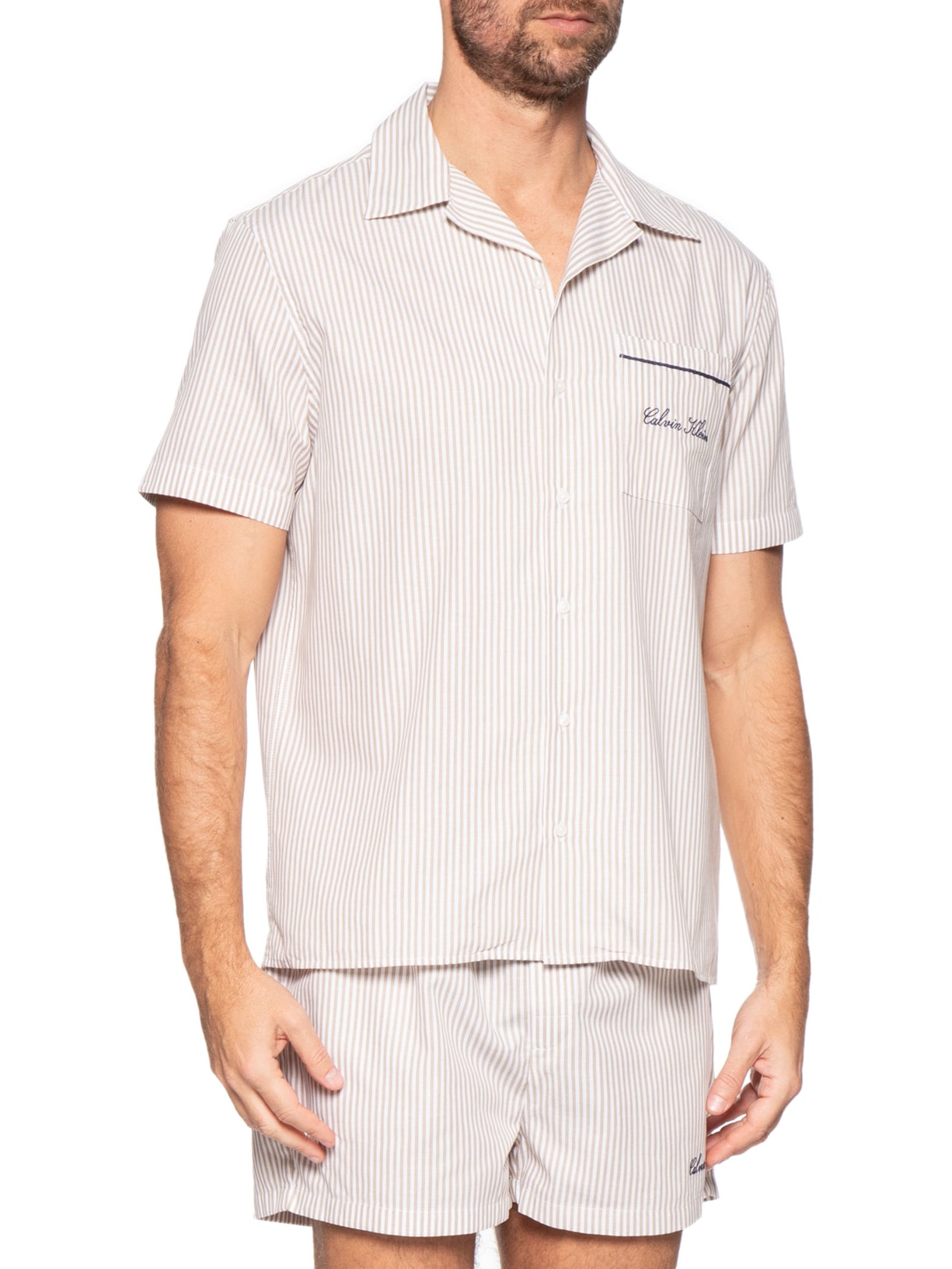 Pijama Masculino Americano Ck Signature – Bege Calvin Klein Underwear