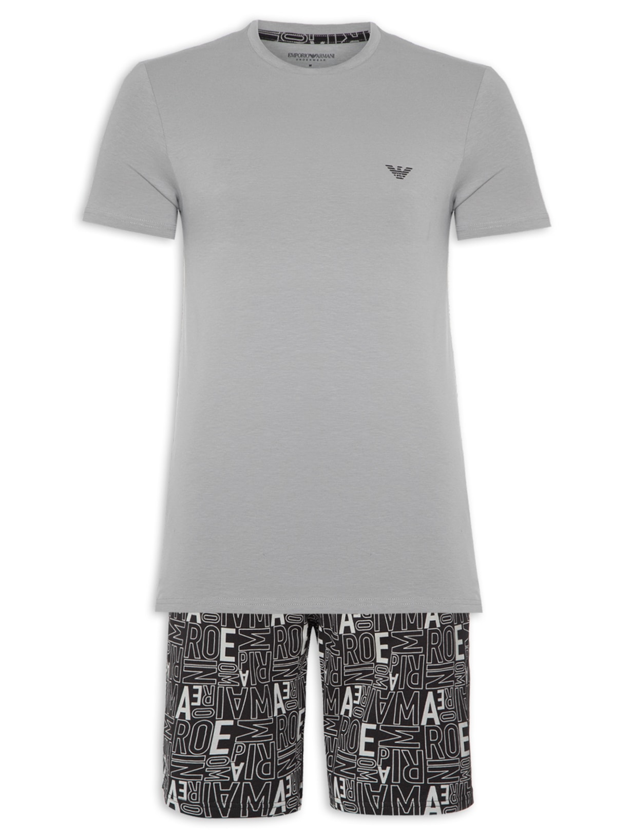 Pijama Masculino Bermuda E Camiseta - Cinza
