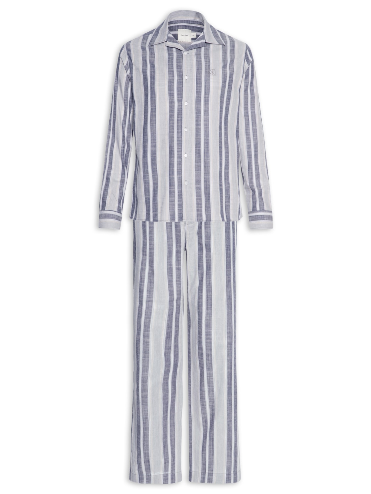 Pijama Masculino Camisa Com Calça Tricoline - Cinza