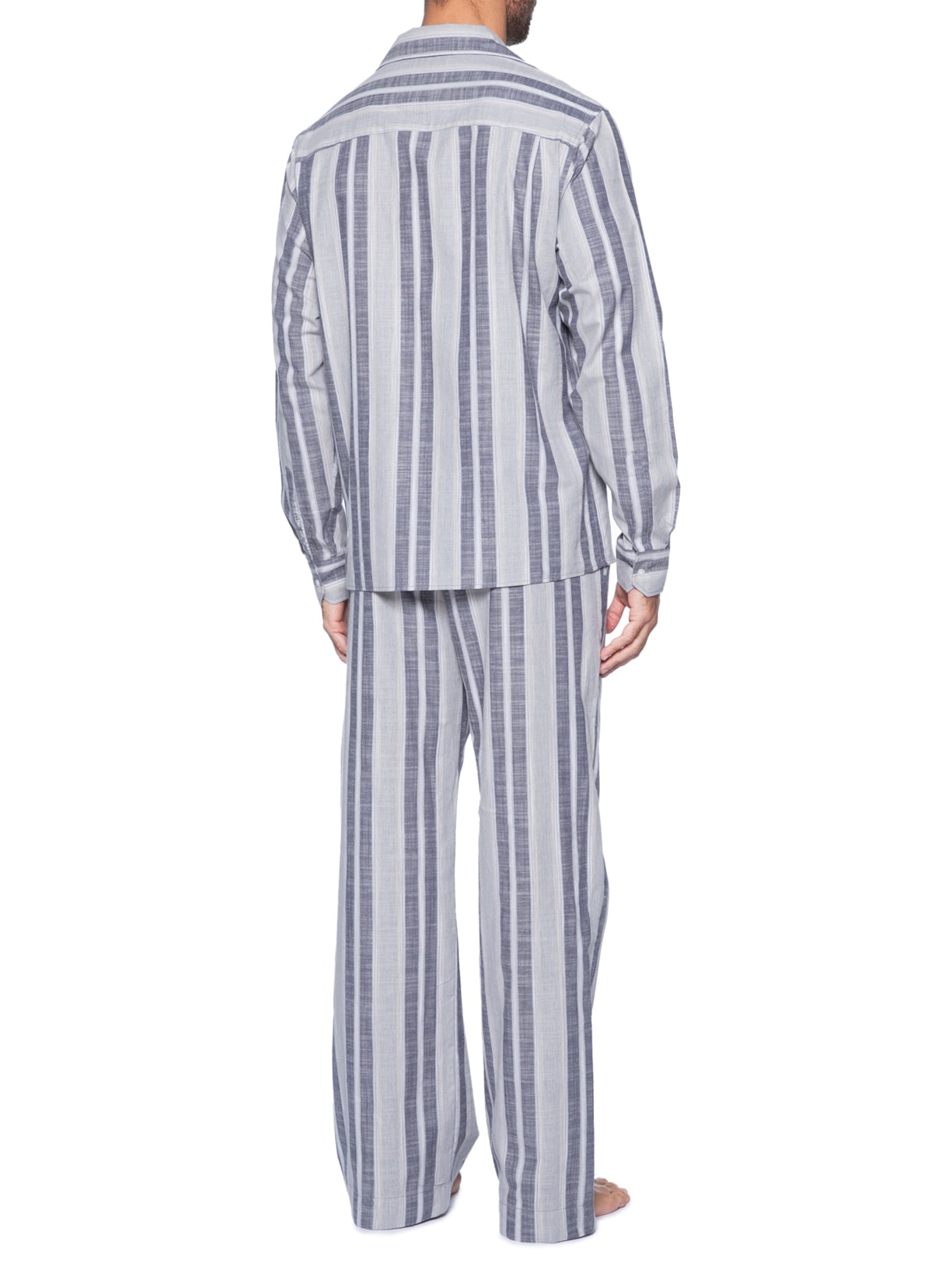 Pijama Masculino Camisa Com Calça Tricoline Cinza Calvin Klein Underwear