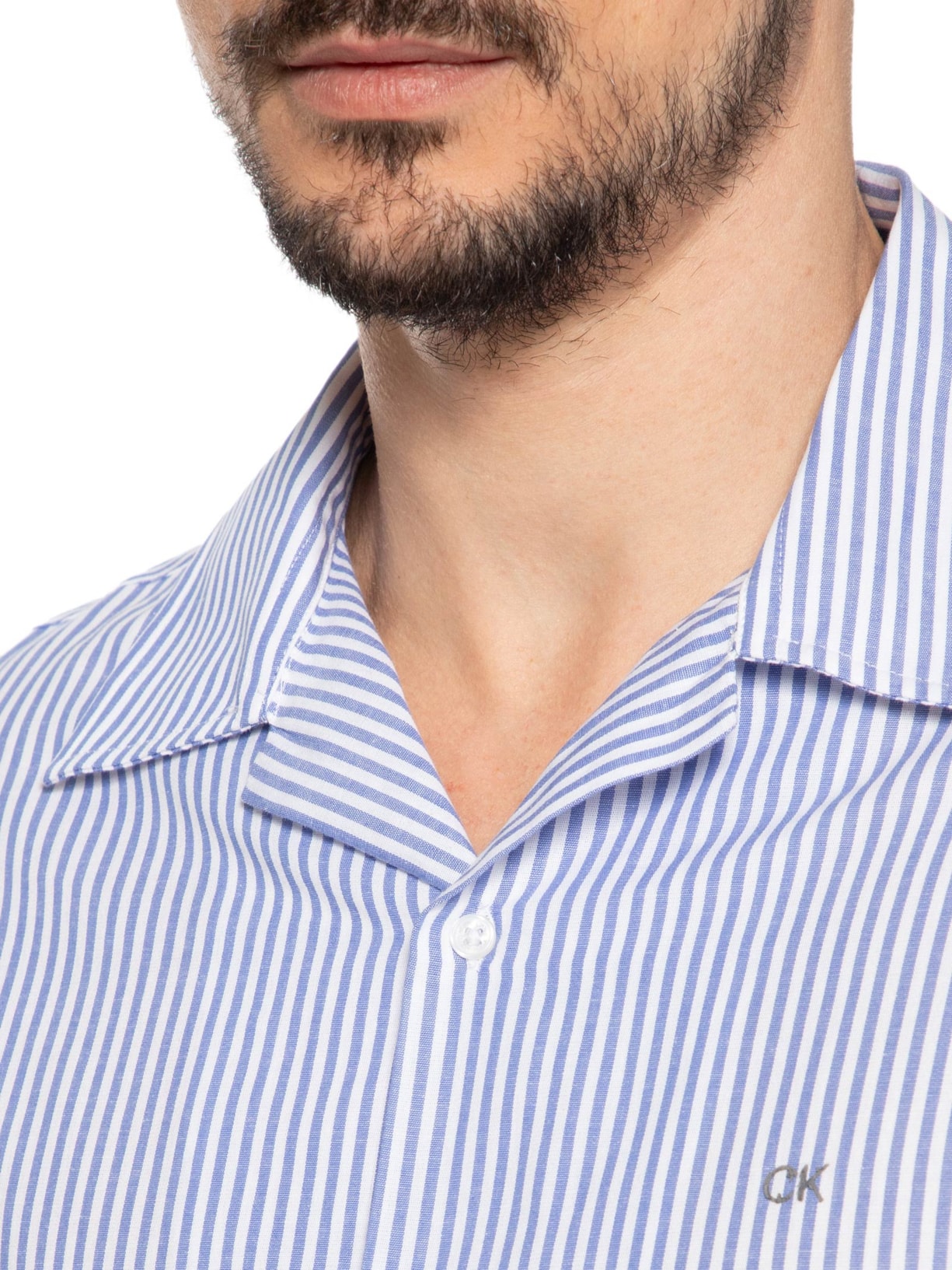 Pijama Masculino Camisa Em Botões E Bermuda Azul  Calvin Klein Underwear