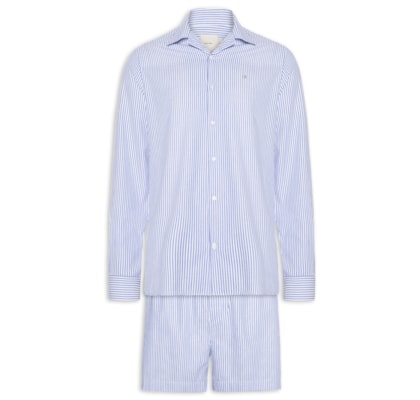 Pijama Masculino Camisa Em Botões E Bermuda - Azul 