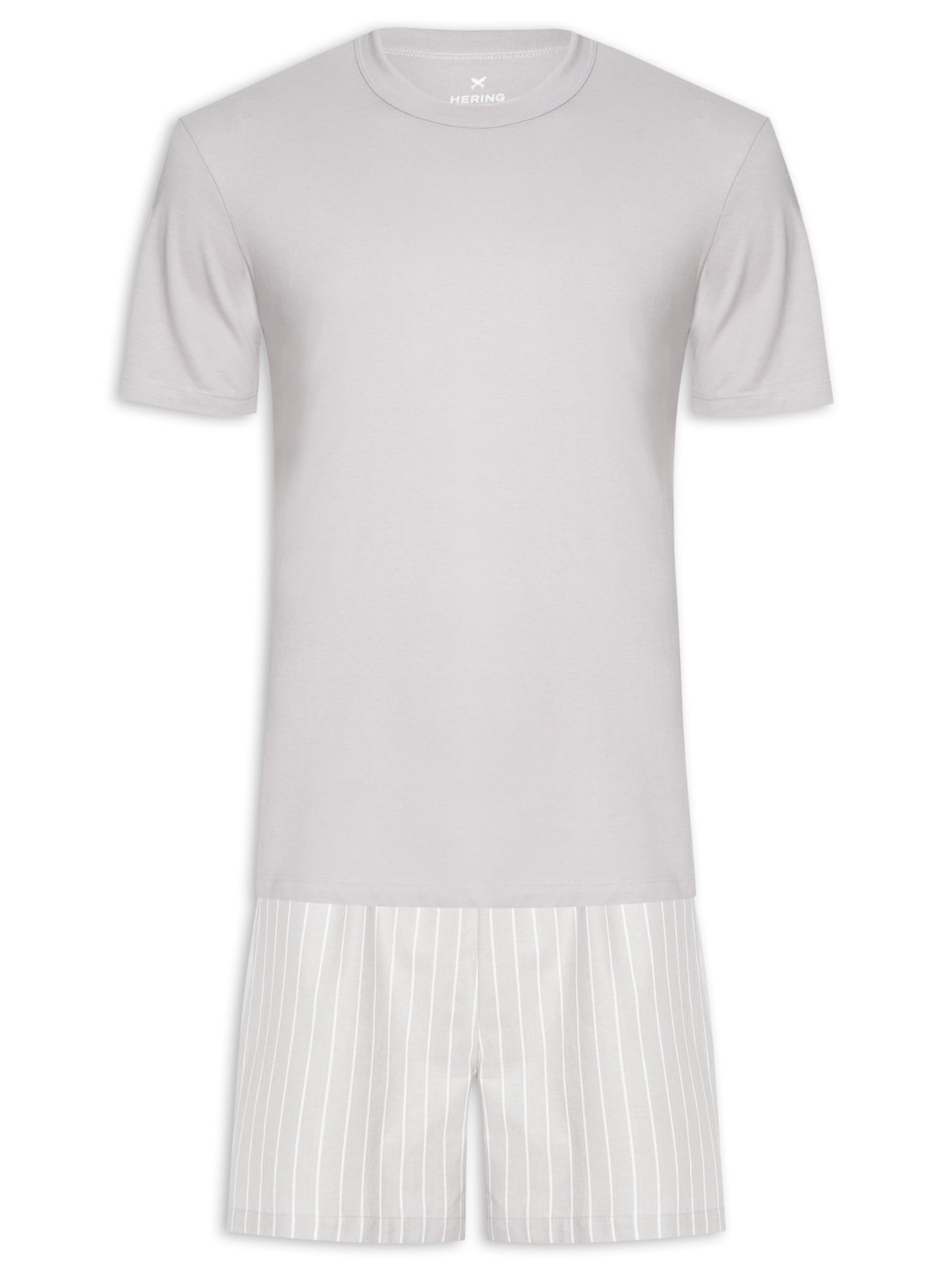 Pijama Masculino Camiseta Com Short Estampado - Cinza