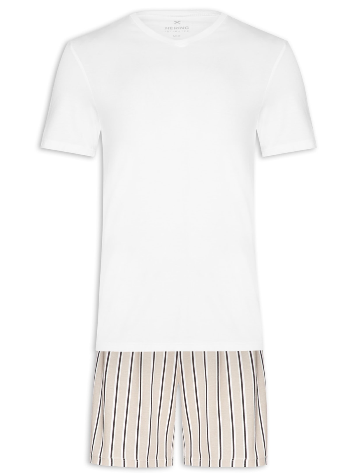 Pijama Masculino Camiseta Com Short Estampado - Off White