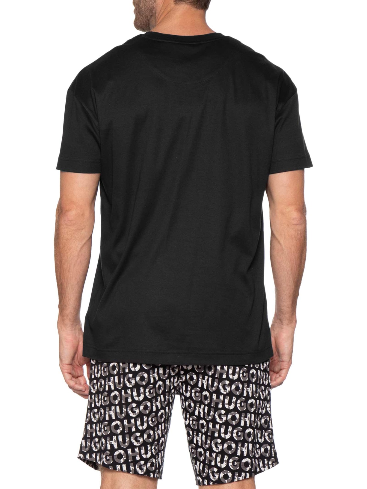 Pijama Masculino Camo Logo Short Preto Hugo