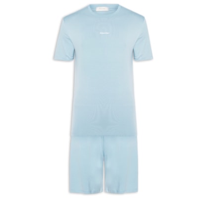Pijama Masculino Com Bermuda Em Pima Cotton - Azul