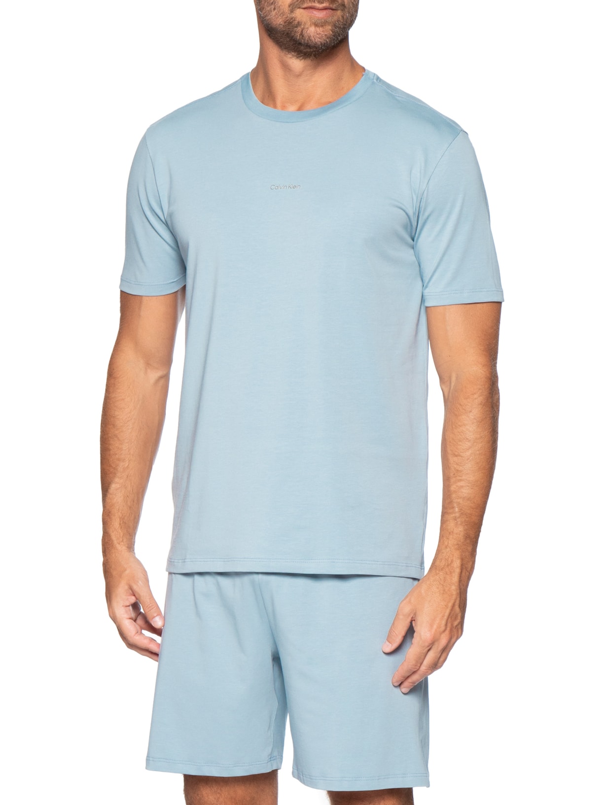 Pijama Masculino Com Bermuda Em Pima Cotton Azul Calvin Klein Underwear