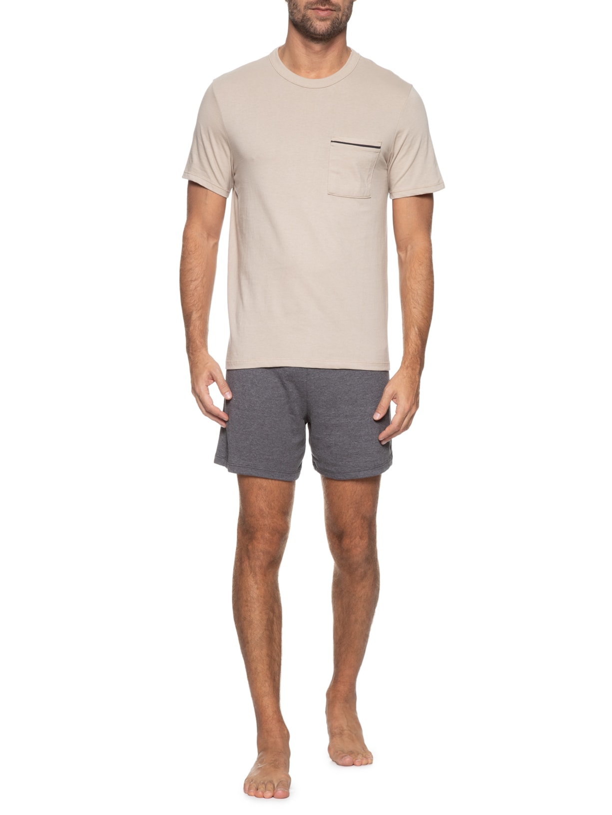 Pijama Masculino Curto Bege Hering Intimates