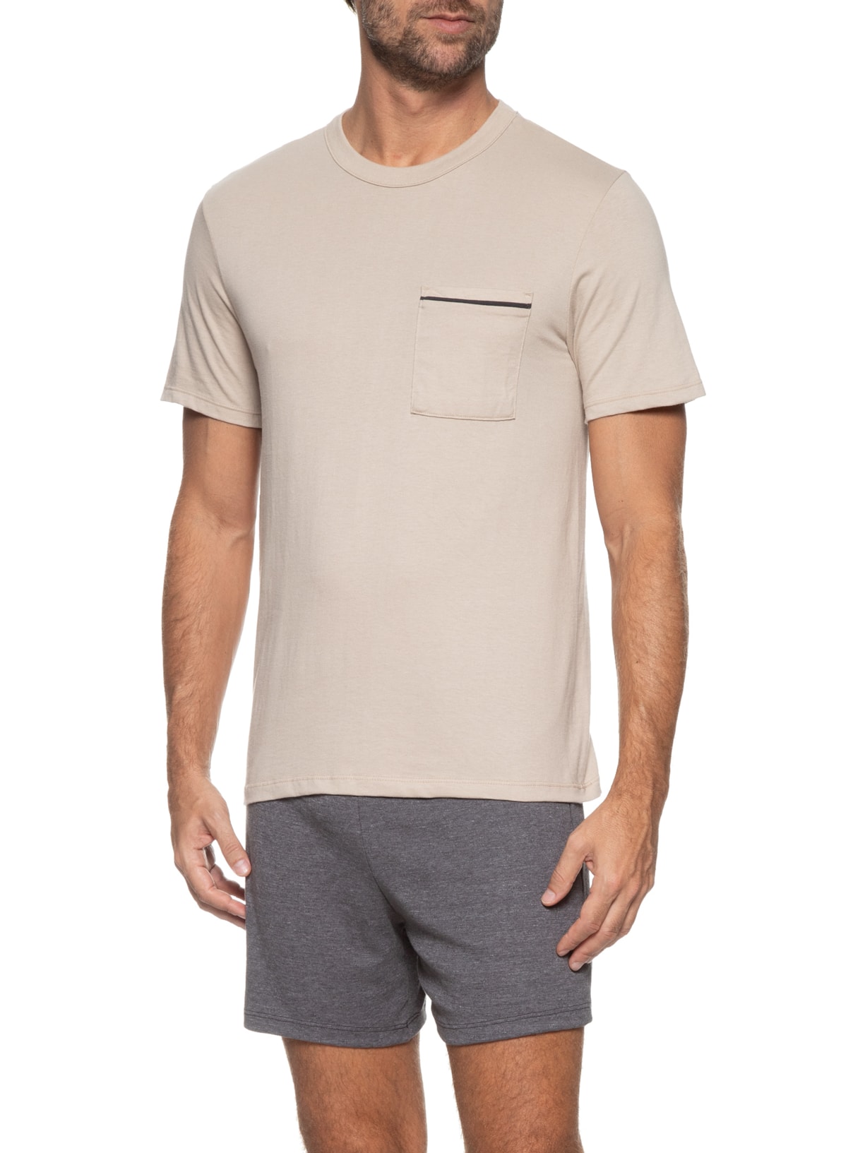 Pijama Masculino Curto Bege Hering Intimates