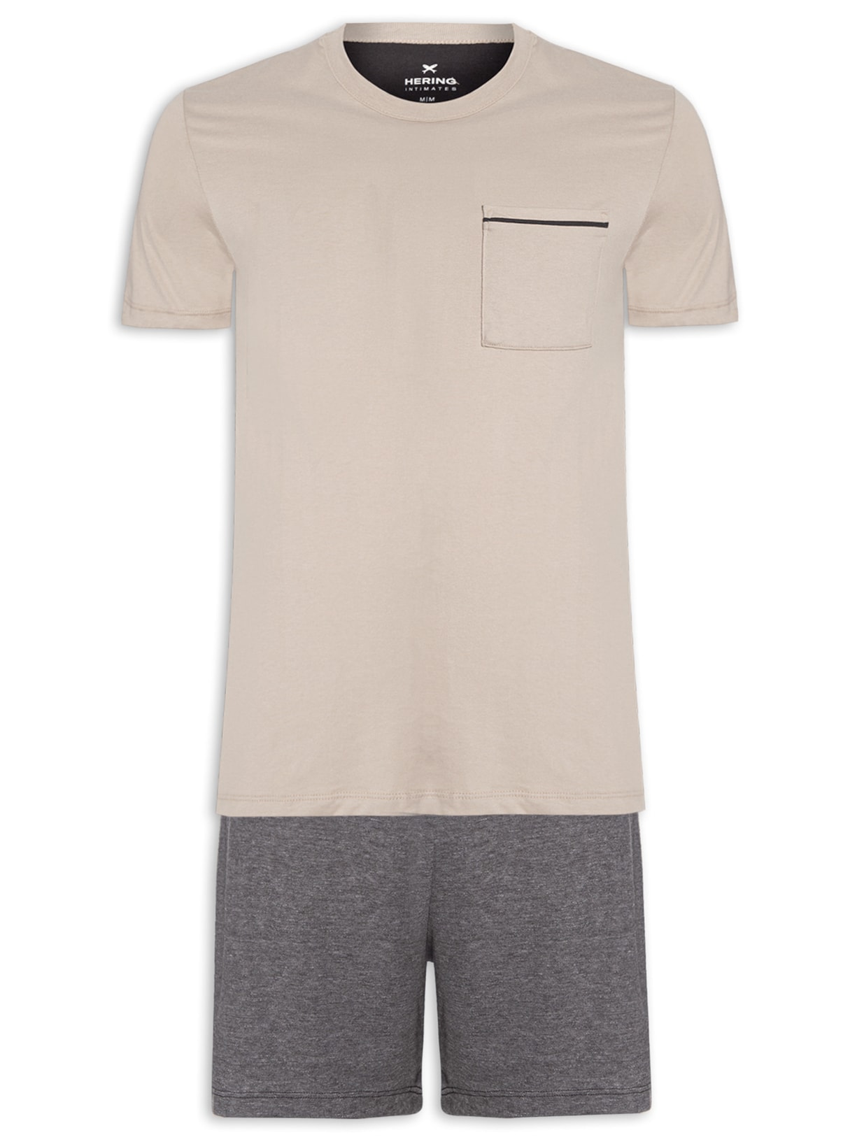 Pijama Masculino Curto Bege Hering Intimates