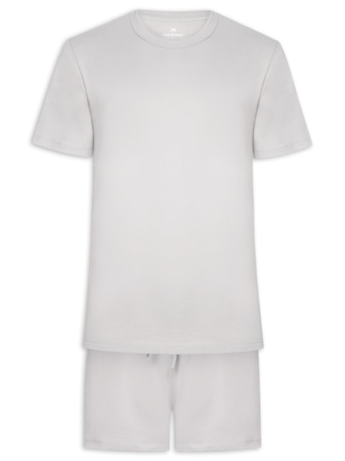 Pijama Masculino Curto Com Porta Pijama - Cinza