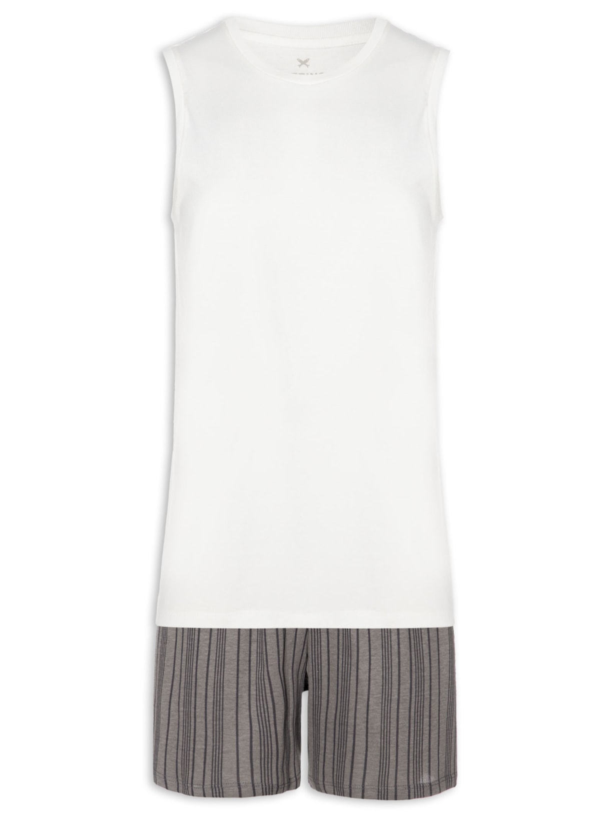 Pijama Masculino Curto Com Regata - Cinza