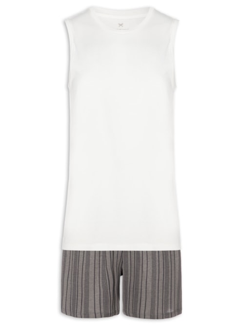 Pijama Masculino Curto Com Regata - Cinza