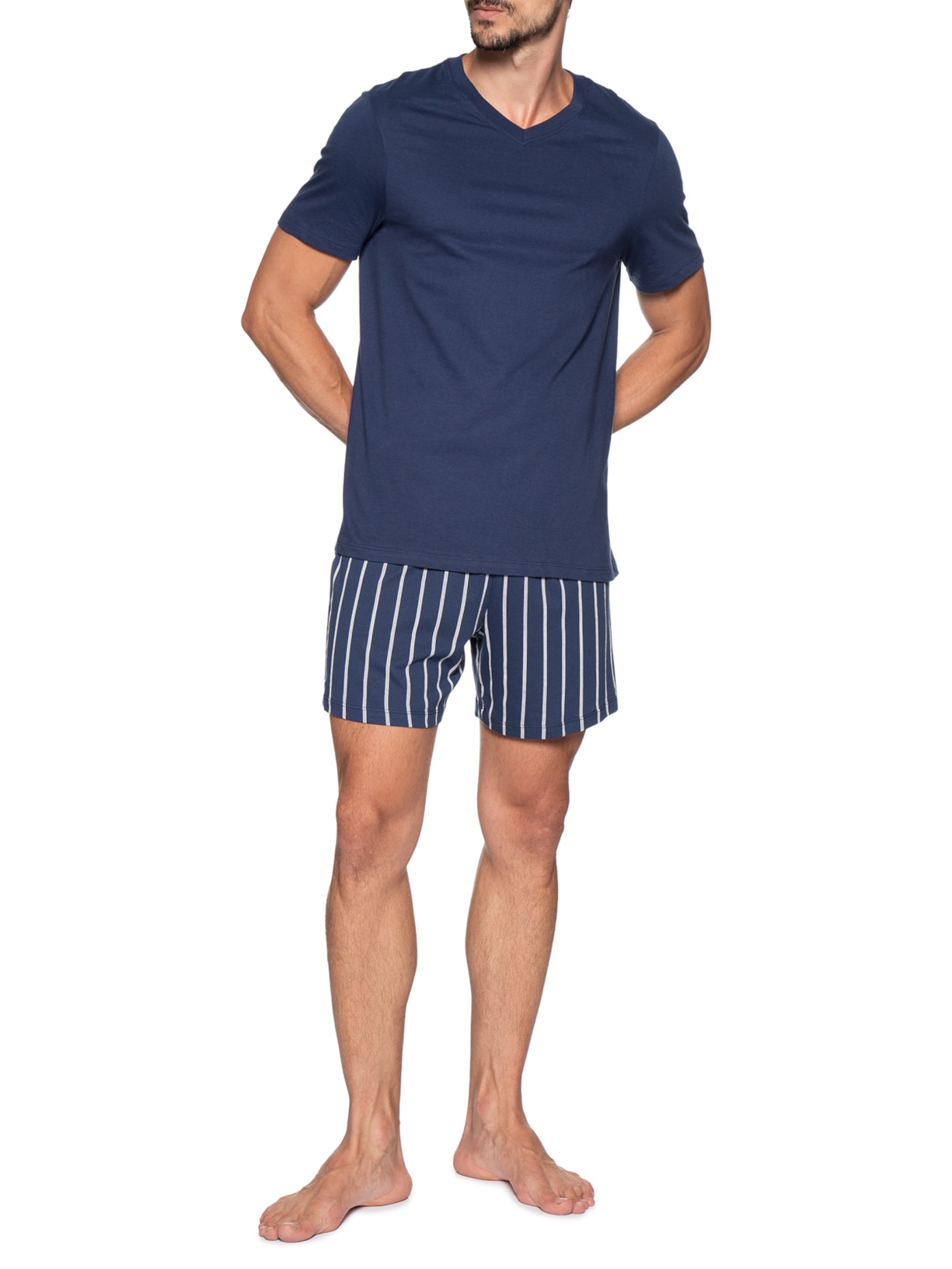 Pijama Masculino Curto Com Samba Canção Azul Hering Intimates