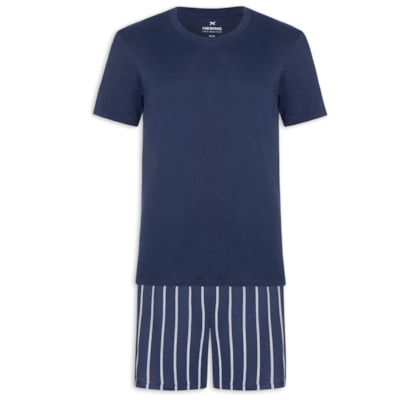 Pijama Masculino Curto Com Samba Canção - Azul