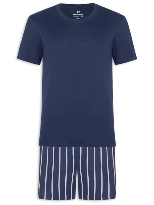 Pijama Masculino Curto Com Samba Canção - Azul