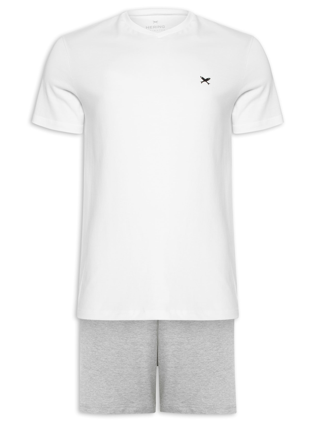 Pijama Masculino Curto Em Malha - Branco