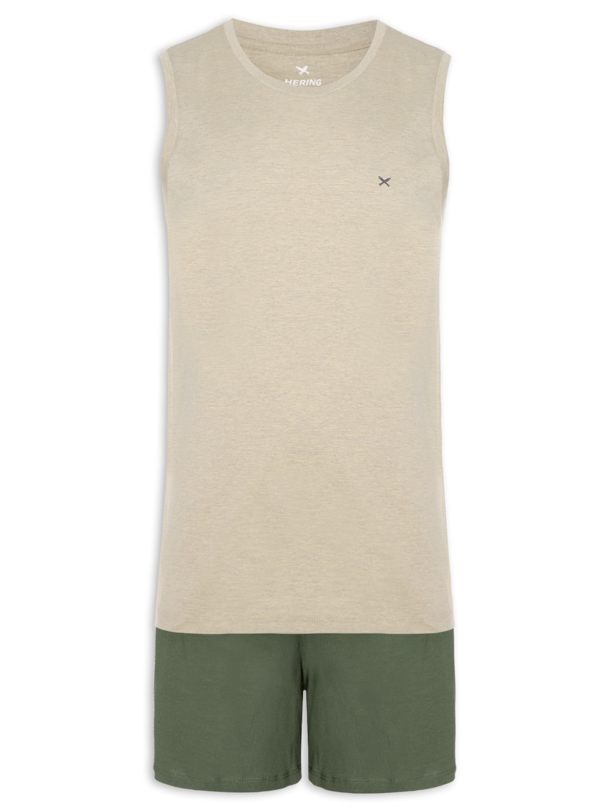 Pijama Masculino Curto Em Malha De Algodão Verde Hering Intimates