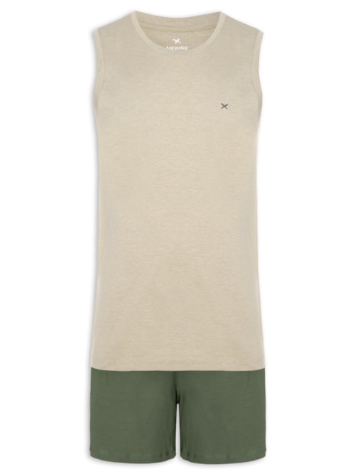 Pijama Masculino Curto Em Malha De Algodão - Verde