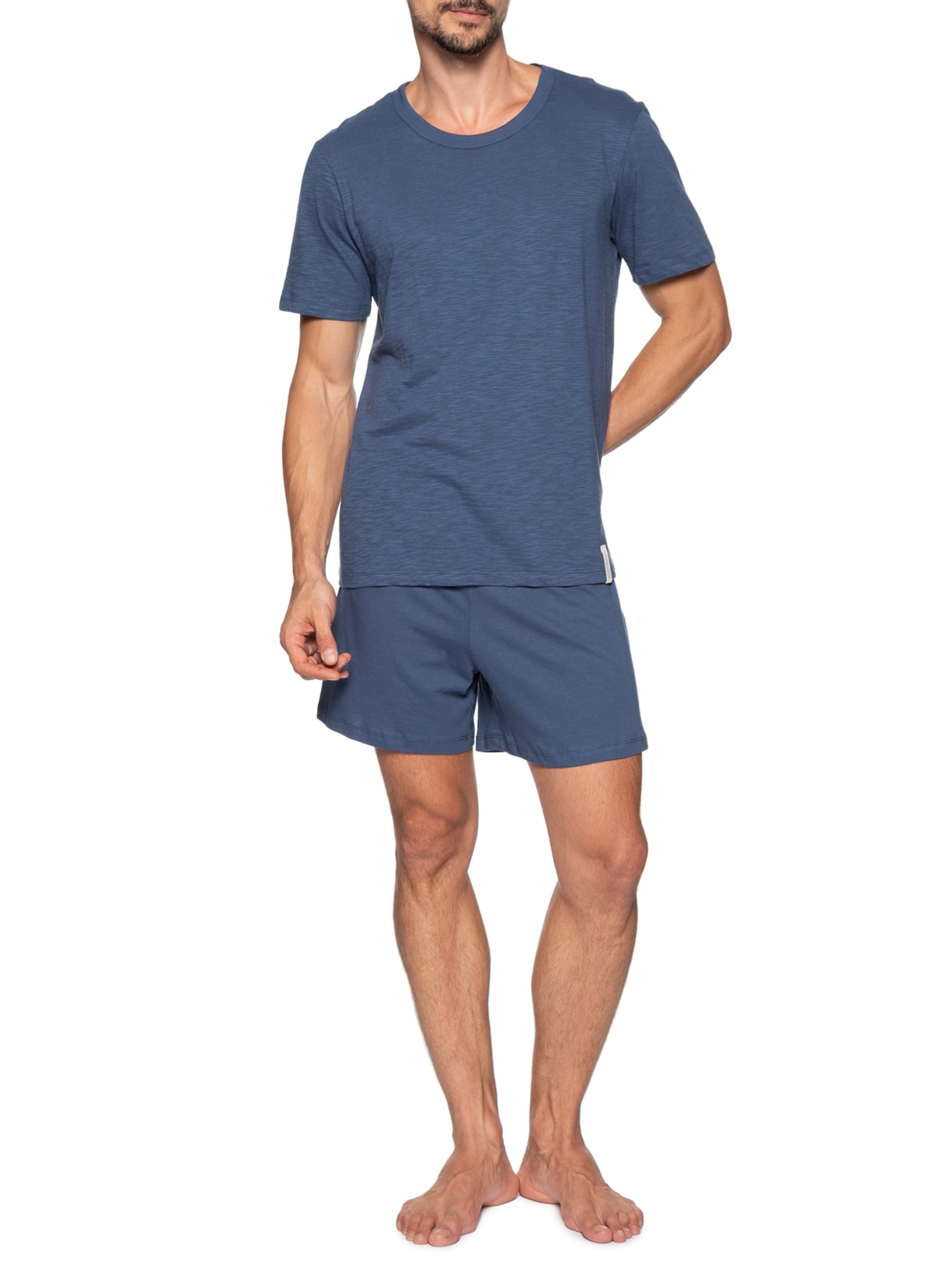 Pijama Masculino Curto Em Malha Flamê Azul Hering Intimates
