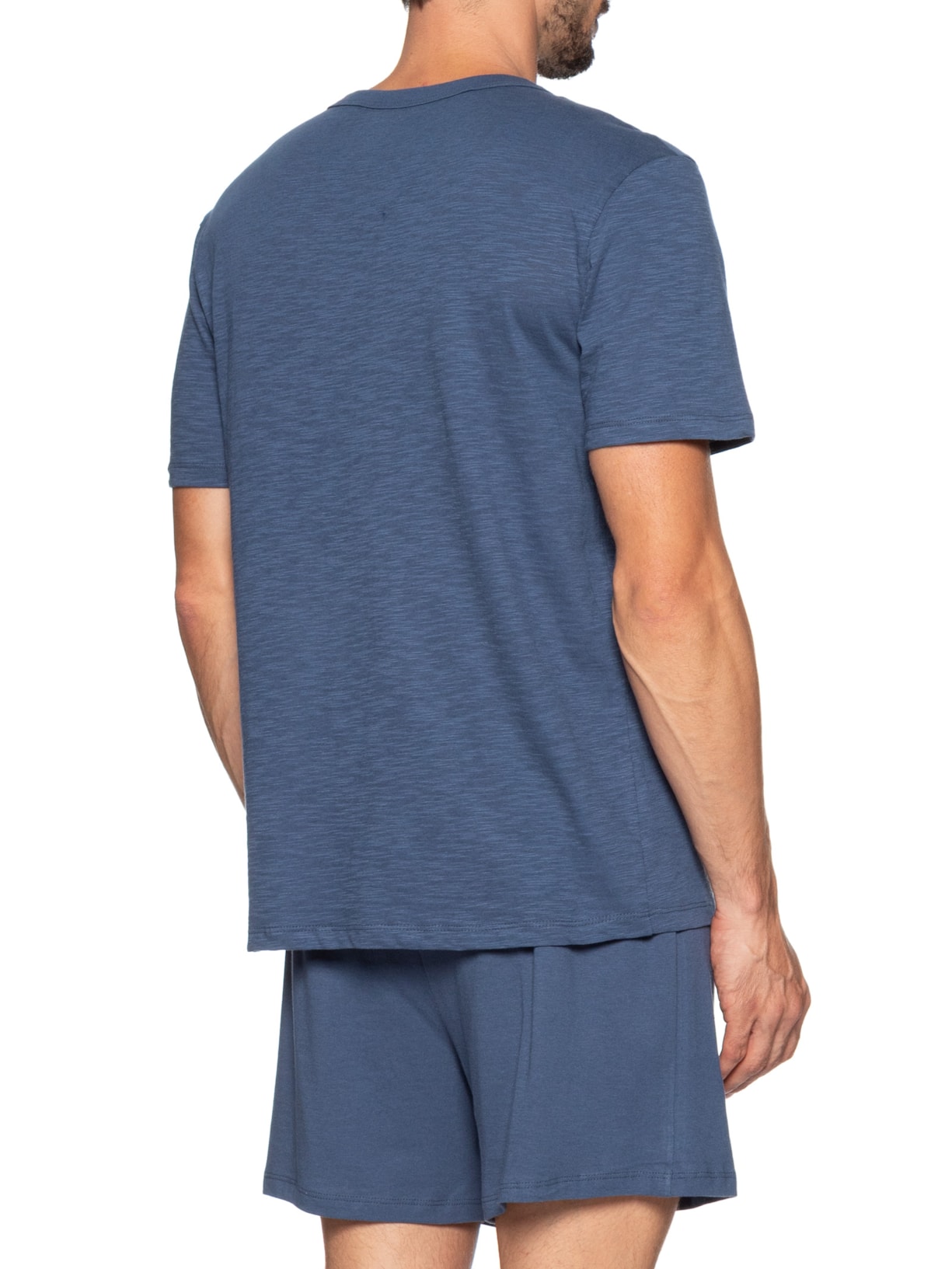 Pijama Masculino Curto Em Malha Flamê Azul Hering Intimates