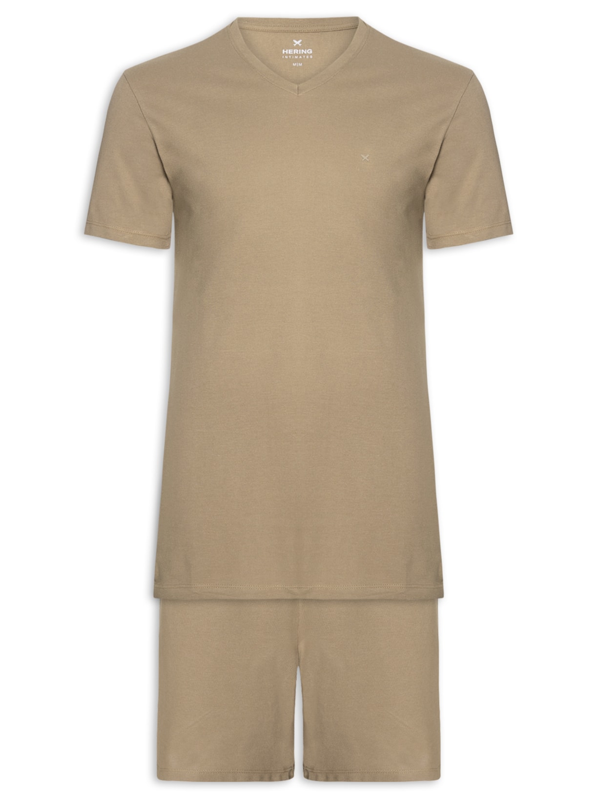 Pijama Masculino Curto Em Malha Piquet - Bege