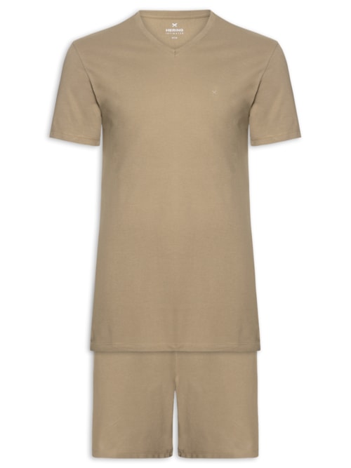 Pijama Masculino Curto Em Malha Piquet - Bege