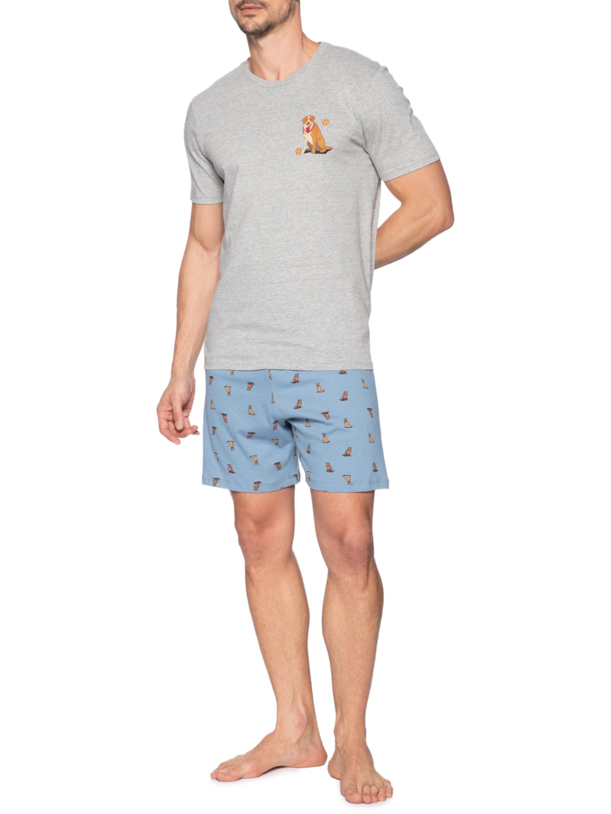 Pijama Masculino Curto Estampado Azul Hering Intimates