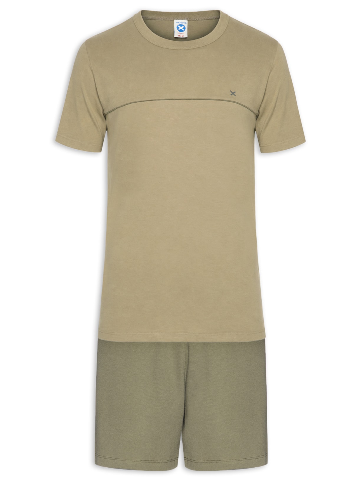 Pijama Masculino Curto Friso Contrastante Verde Hering Intimates
