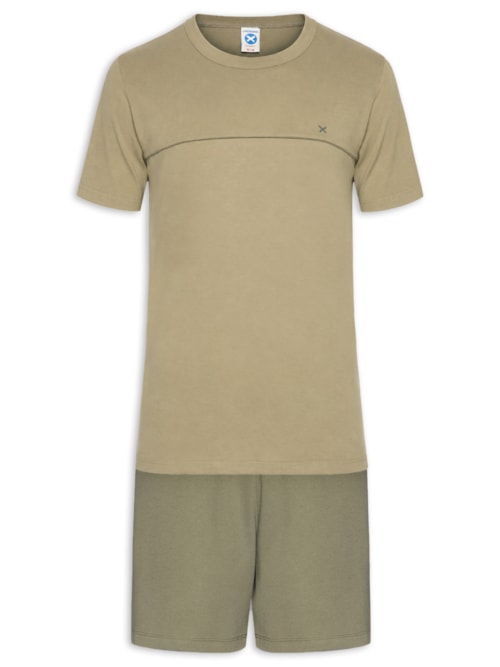 Pijama Masculino Curto Friso Contrastante – Verde