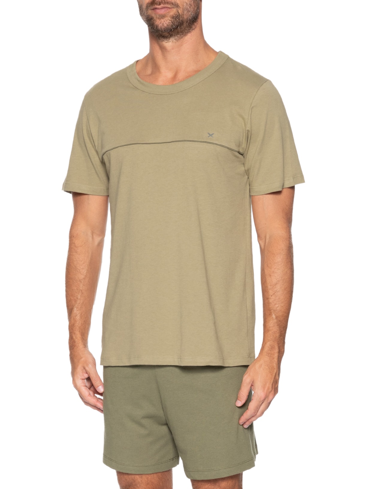 Pijama Masculino Curto Friso Contrastante Verde Hering Intimates