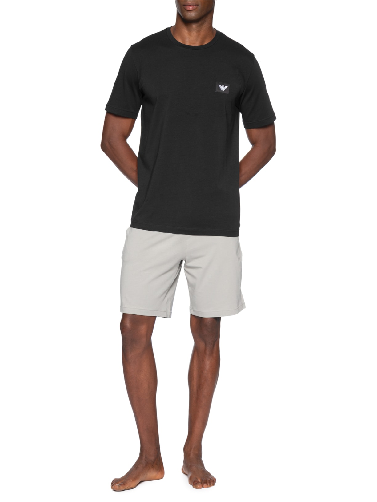 Pijama Masculino Curto Nightwear Preto Emporio Armani Bodywear