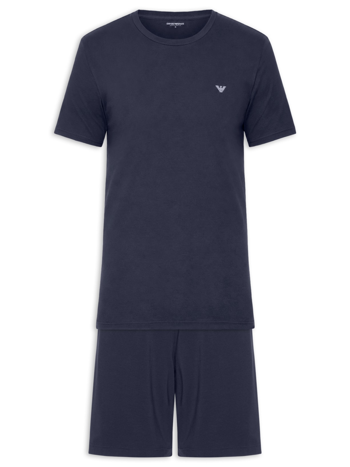 Pijama Masculino Curto Samba Canção Logo Azul Emporio Armani Bodywear