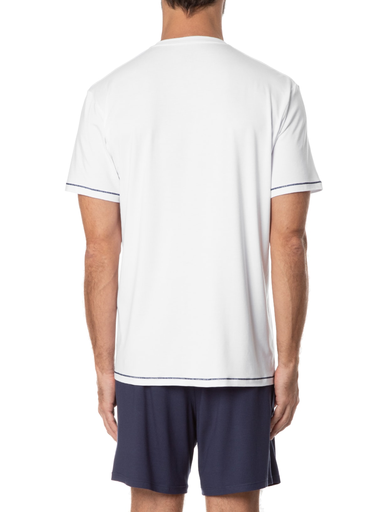 Pijama Masculino Curto Viscolycra Gola V Branco Casa Das Cuecas