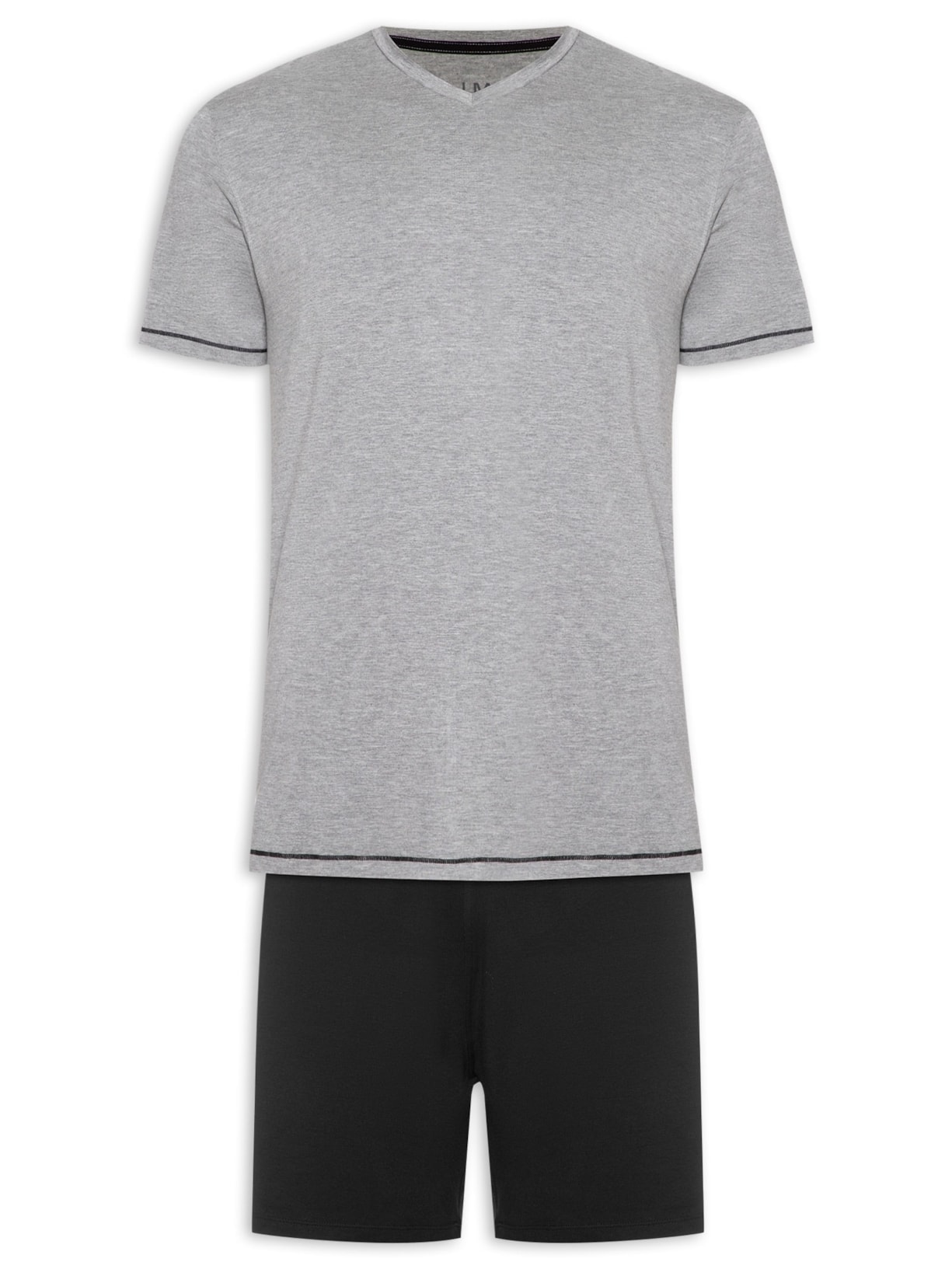 Pijama Masculino Curto Viscolycra Gola V - Cinza