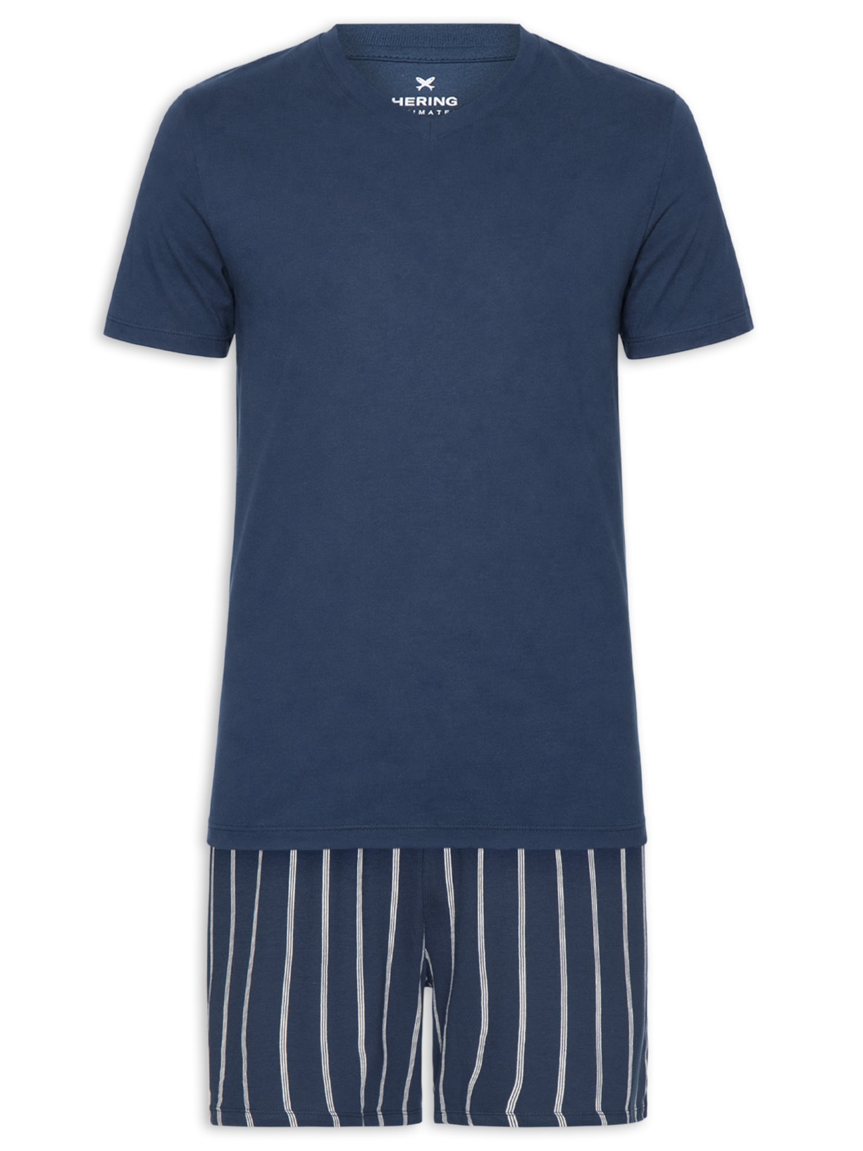 Pijama Masculino Decote V Em Algodão Azul Hering Intimates