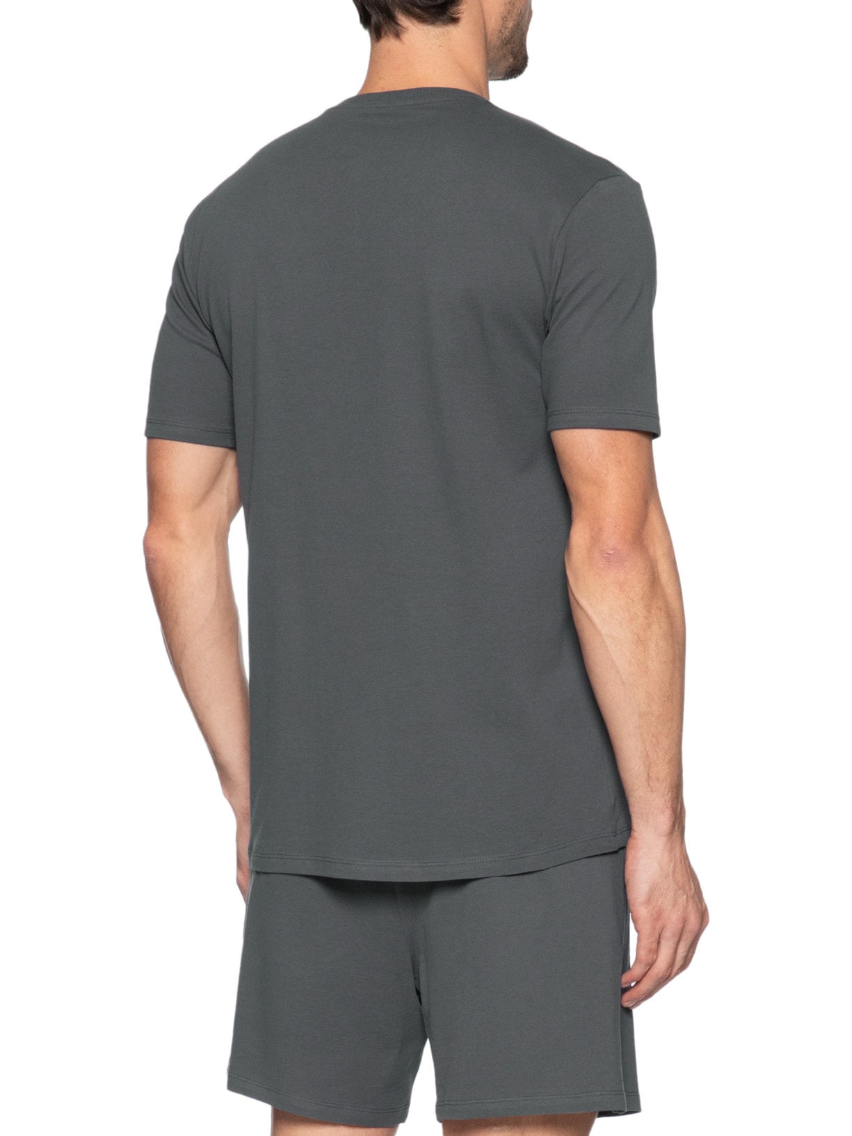 Pijama Masculino Decote V Logo Peixinho Em Piquet Premium Cinza Hering Intimates