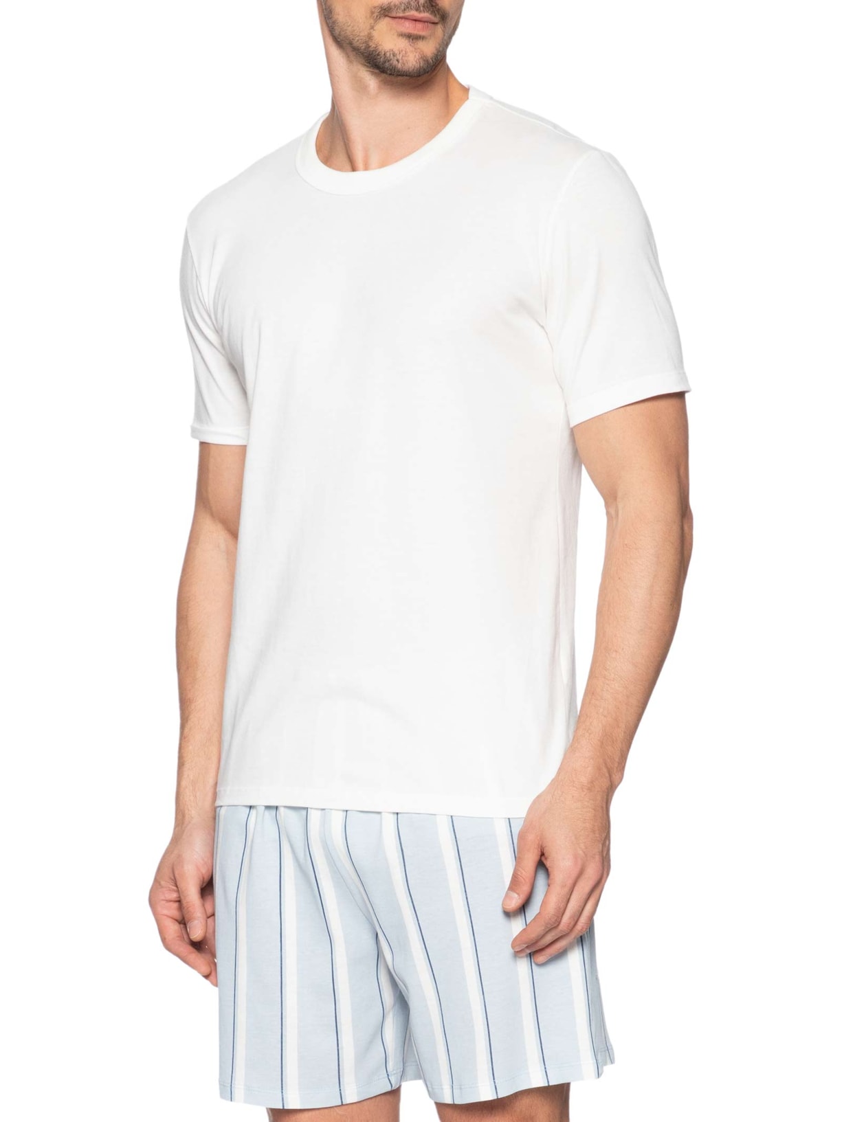 Pijama Masculino Em Algodão Com Saquinho Estampado Azul Hering Intimates