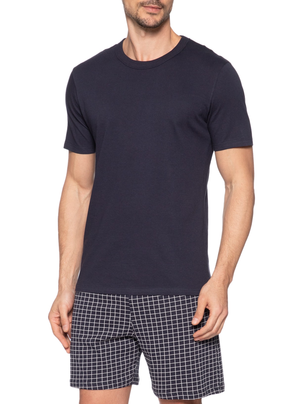 Pijama Masculino em Algodão com Saquinho Estampado Azul Hering Intimates