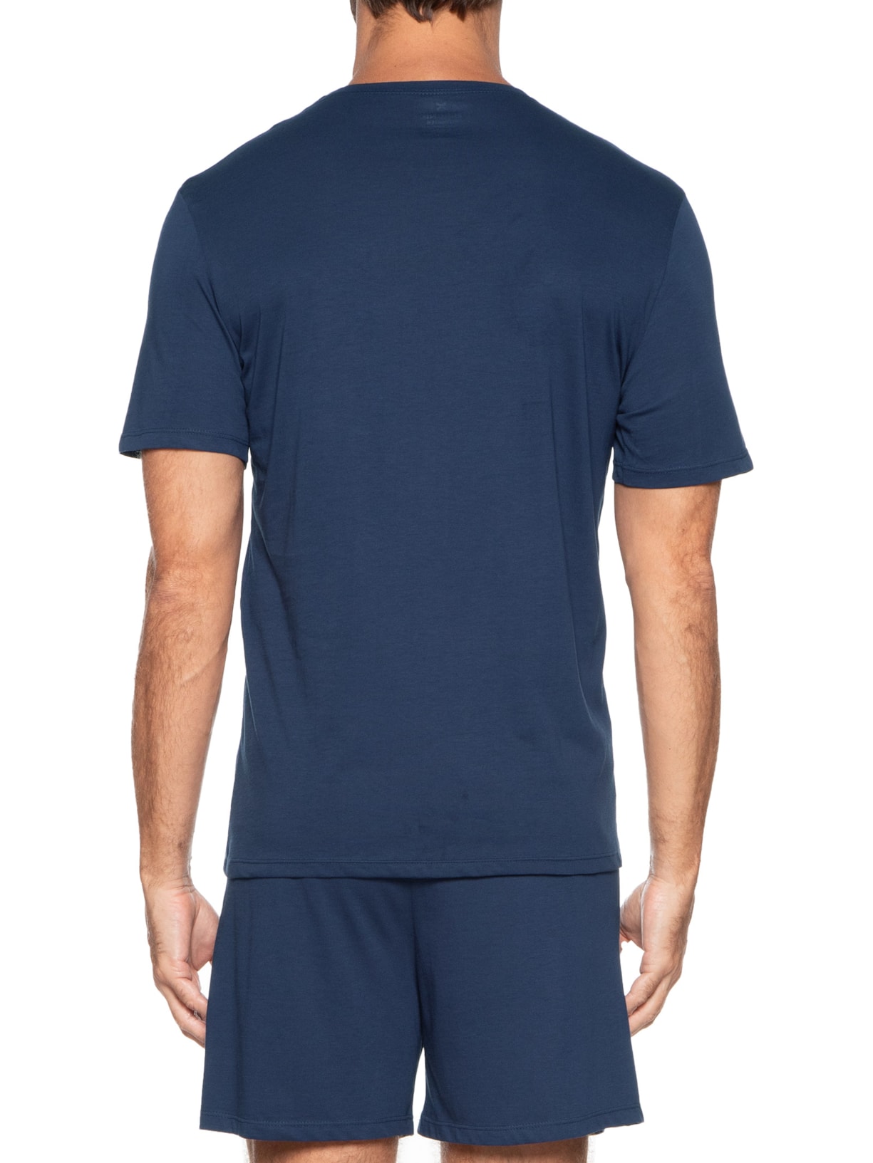 Pijama Masculino em Algodão Pima com Bermuda Azul Hering Intimates