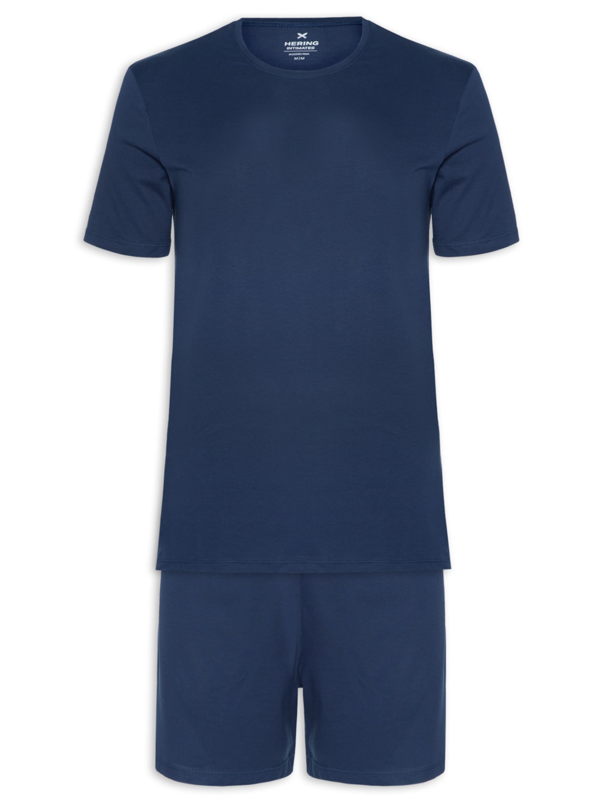 Pijama Masculino em Algodão Pima com Bermuda Azul Hering Intimates