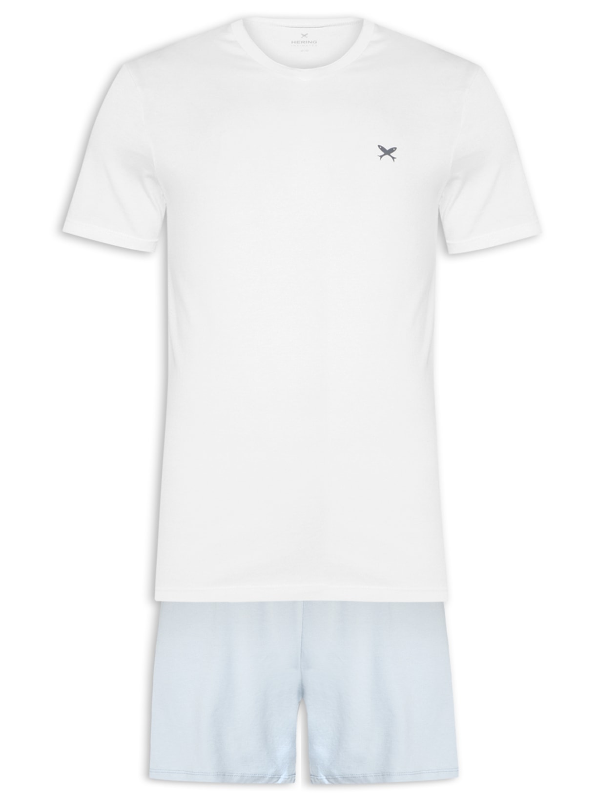 Pijama Masculino Gola V com Bermuda - Branco