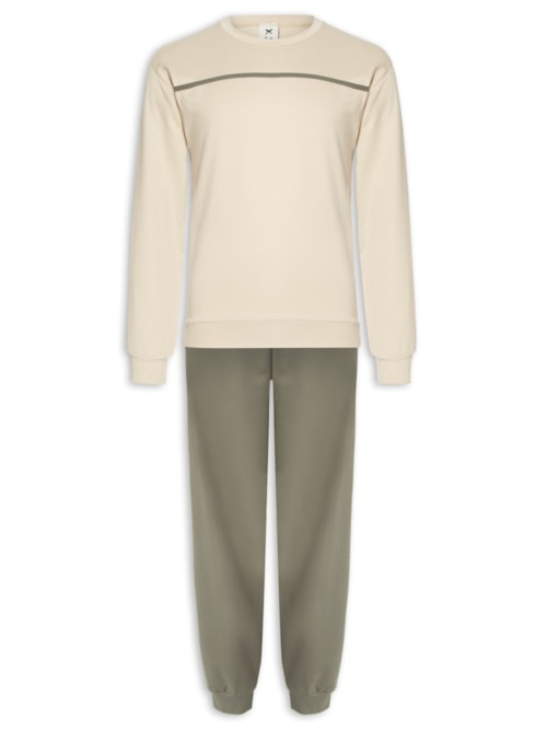 Pijama Masculino Longo Em Moletom - Verde