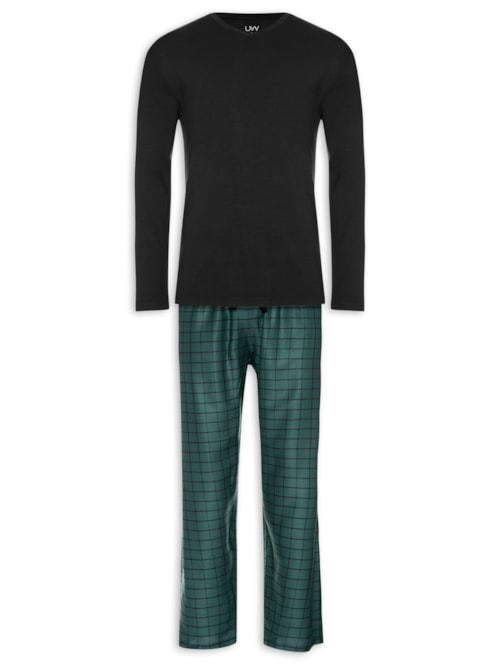 Pijama Masculino Longo Em Viscose - Preto