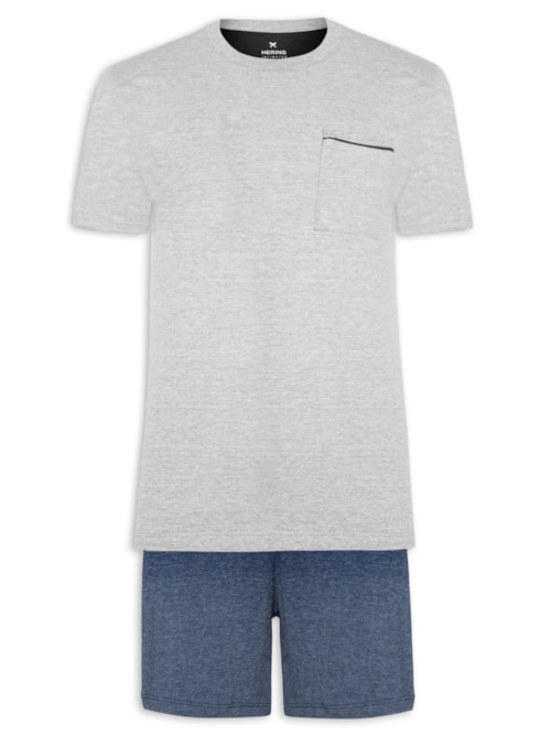 Pijama Masculino Manga Curta - Cinza