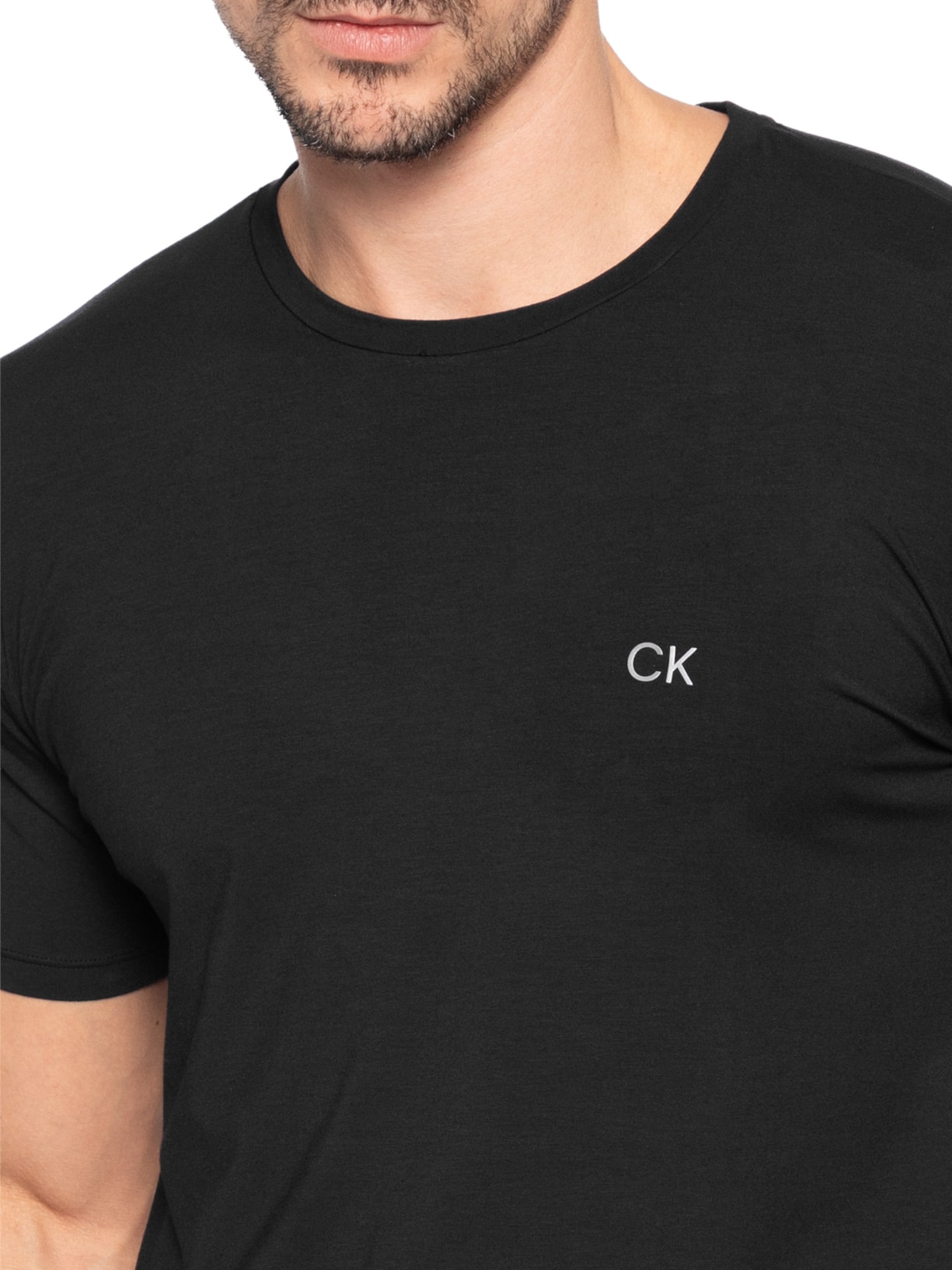 Pijama Masculino Manga Curta Com Bermuda Bolso CK Modal Preto Calvin Klein Underwear