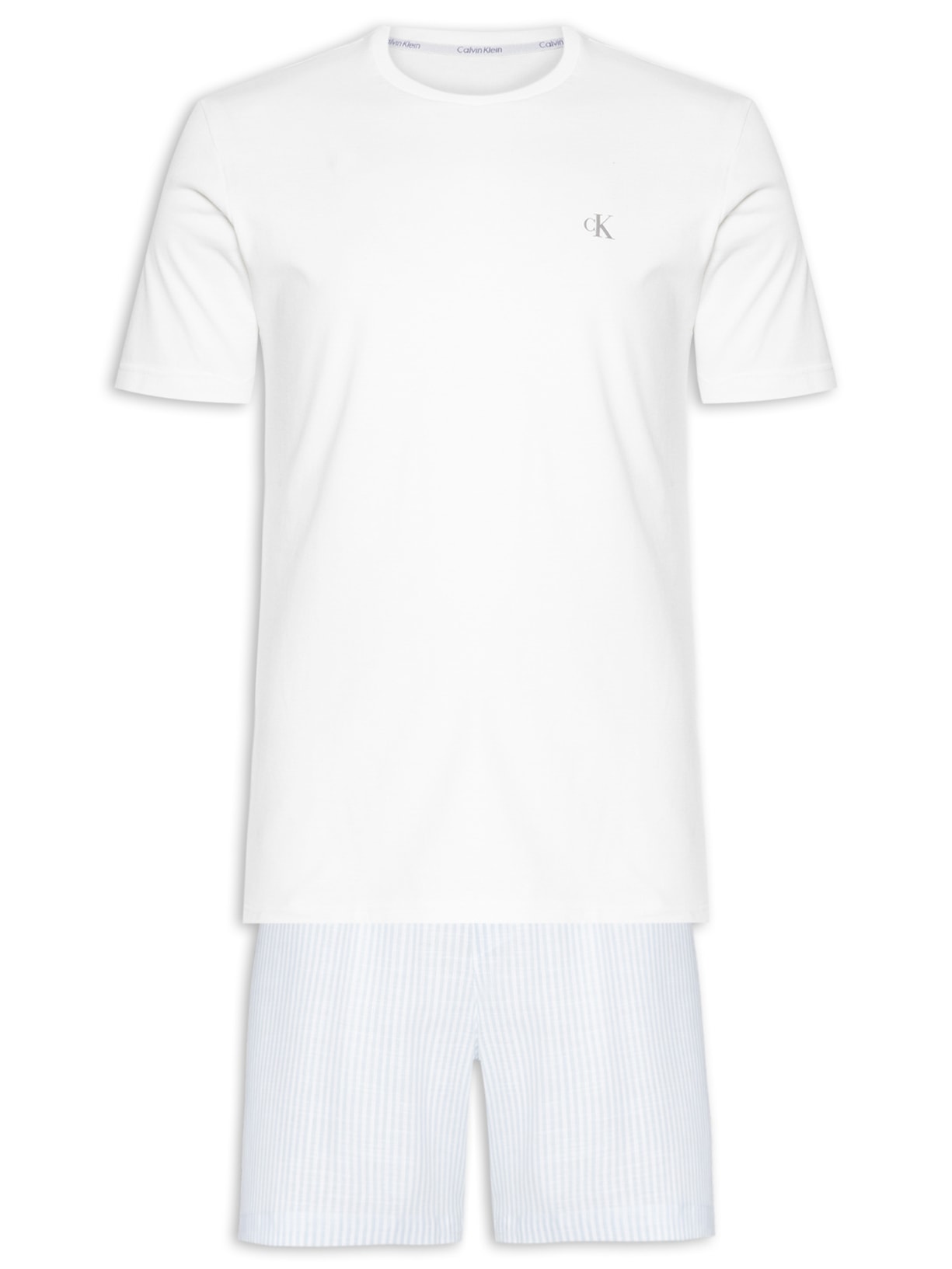 Pijama Masculino Manga Curta E Bermuda 1996 Fashion Stripes - Azul