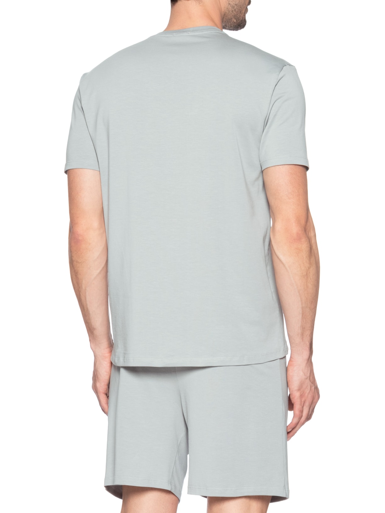 Pijama Masculino Manga Curta E Bermuda Pima Cotton Cinza Calvin Klein Underwear