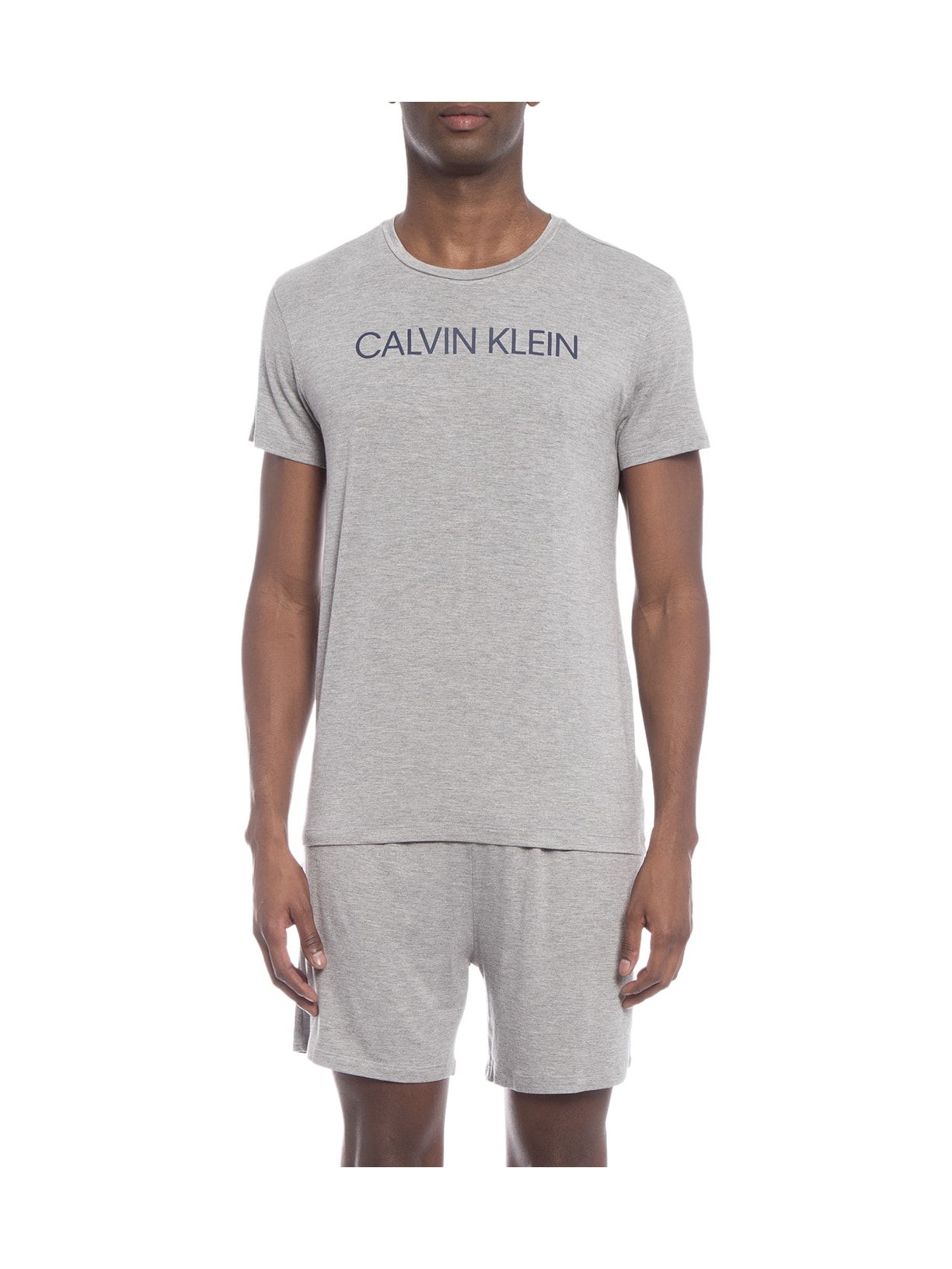 Pijama Masculino Manga Curta E Bermuda Viscolight Cinza Calvin Klein Underwear