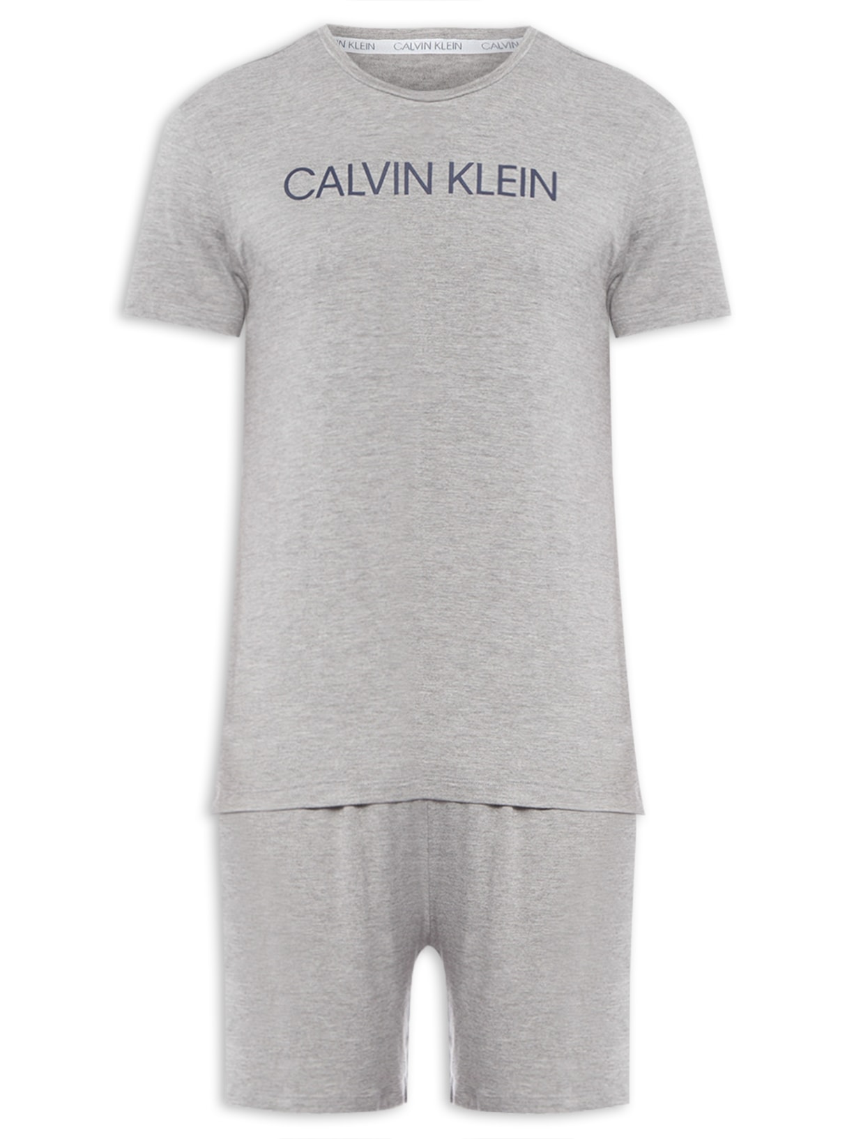 Pijama Masculino Manga Curta E Bermuda Viscolight Cinza Calvin Klein Underwear